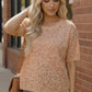 Blush safari leopard-print knit top with short sleeves