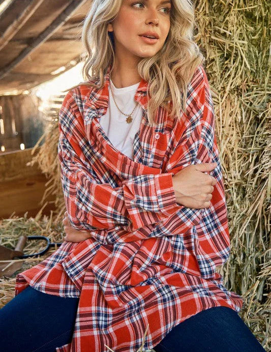 The Fireside Crush Plaid Button Down | Daverri Fashions