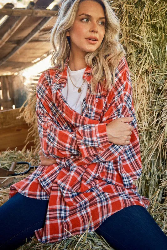The Fireside Crush Plaid Button Down | Daverri Fashions