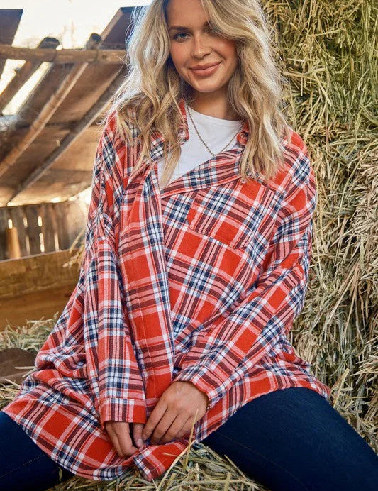 The Fireside Crush Plaid Button Down | Daverri Fashions