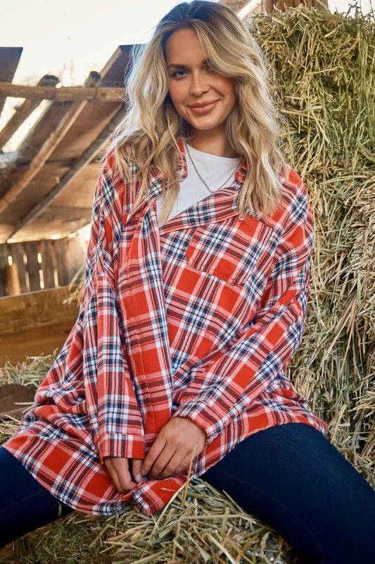The Fireside Crush Plaid Button Down | Daverri Fashions