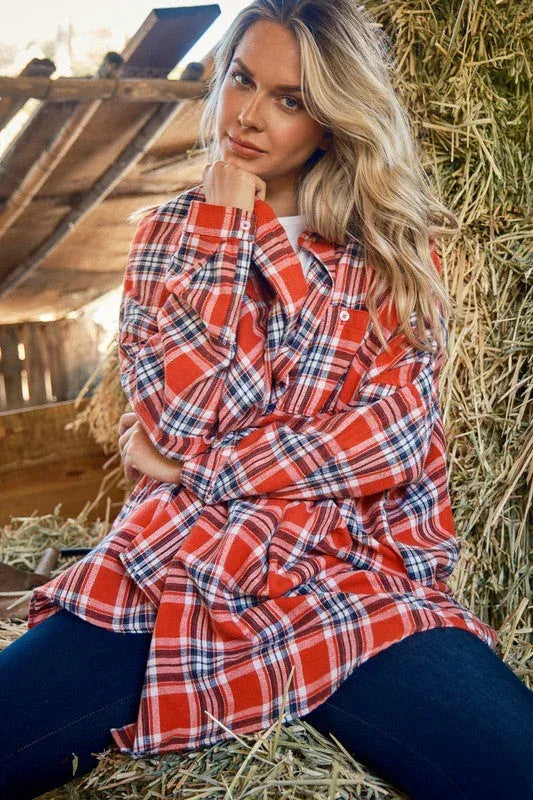 The Fireside Crush Plaid Button Down - DAVERRI FASHIONS