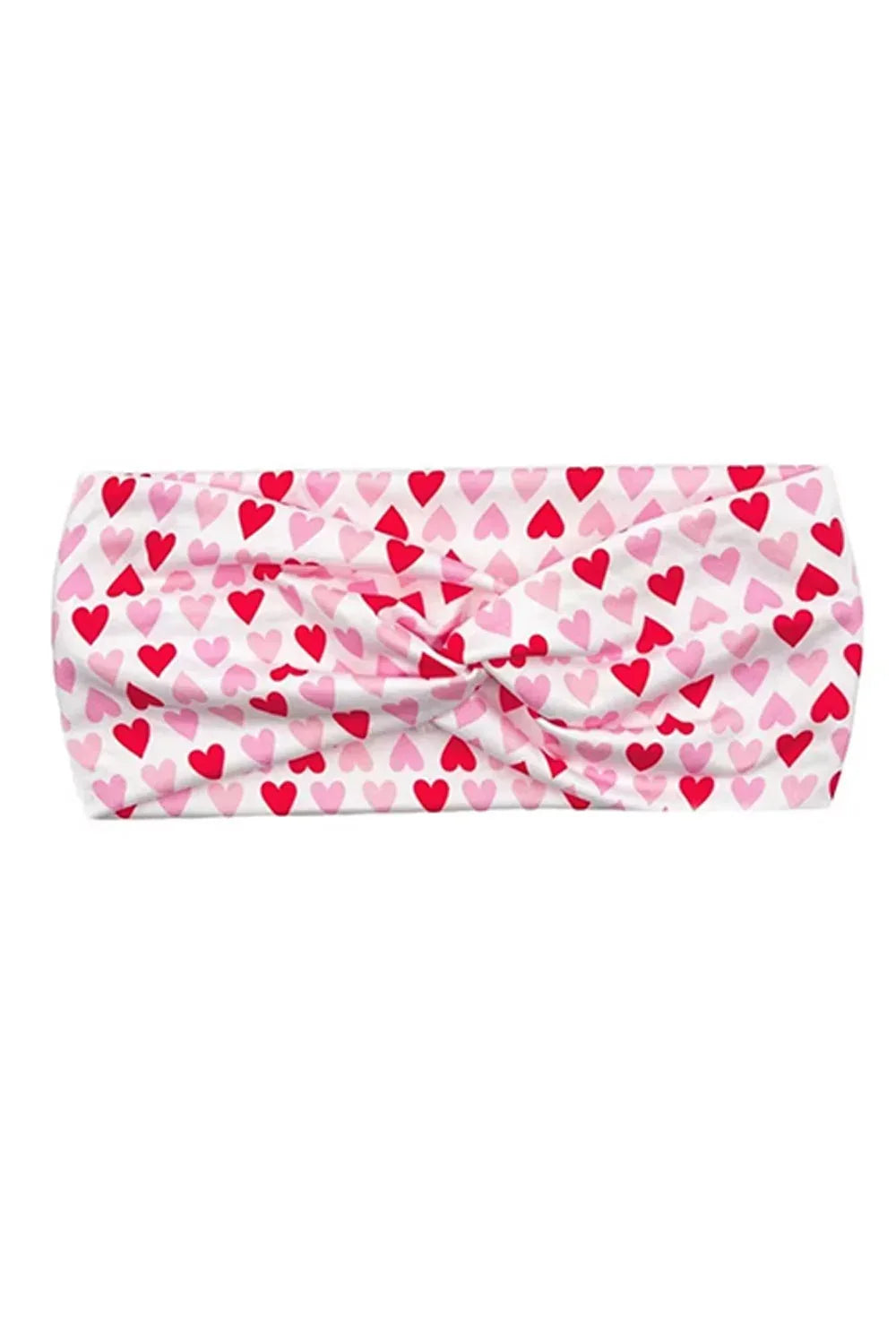 Red & Pink Heart Print Stretchy Twist Headband - DAVERRI FASHIONS