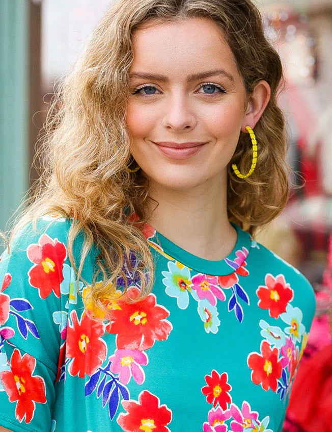 Canary Yellow Block Bead Open Hoop Earrings | 2024 Blow-Out Sale Daverri Fashions