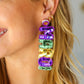 Mardi Gras Sequin & Beaded Dangle Earrings - DAVERRI FASHIONS
