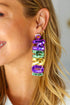 Mardi Gras Sequin & Beaded Dangle Earrings - DAVERRI FASHIONS
