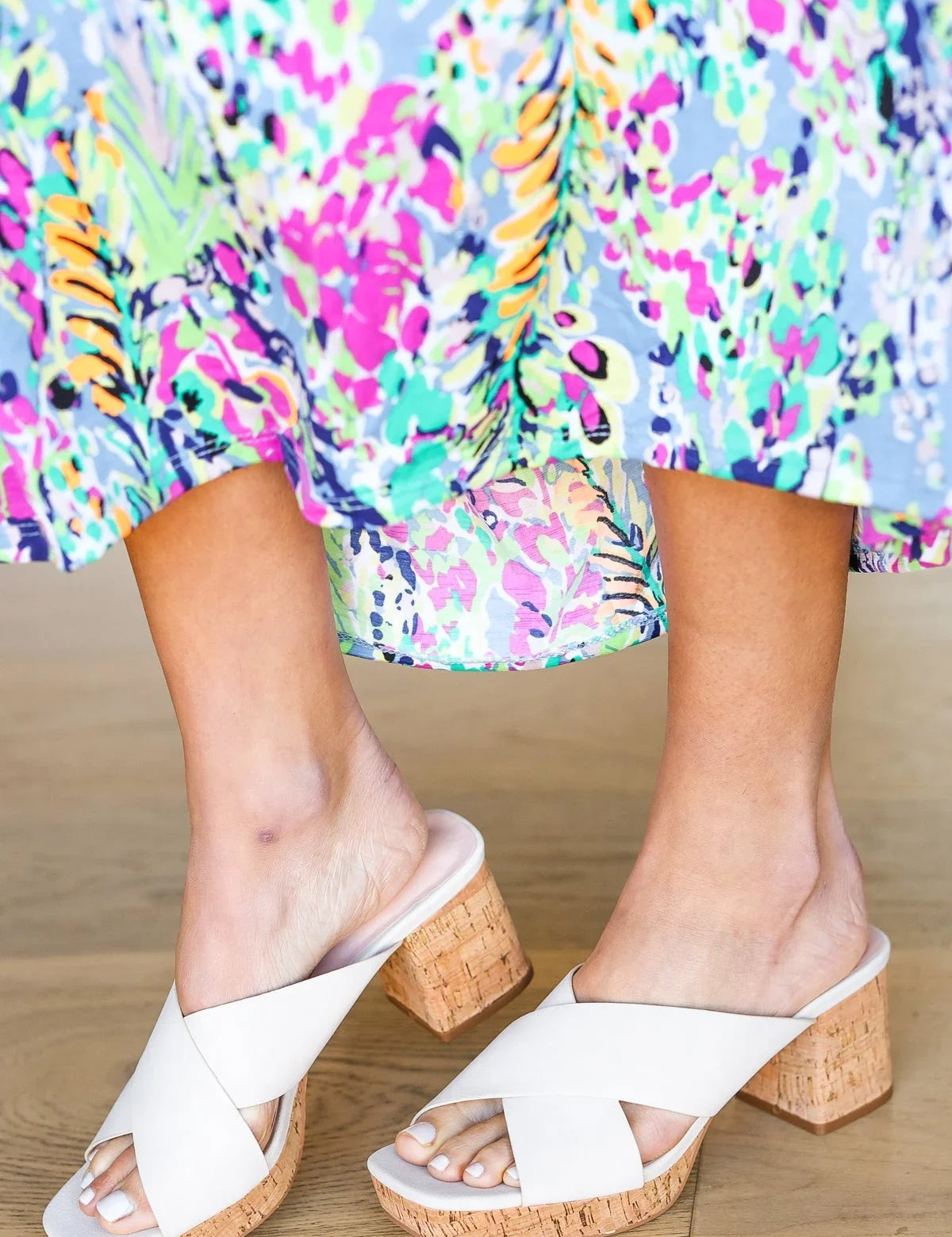 Bone Chandra Faux Leather Cork Platform Sandals | 07-01-25 Summer Sale Daverri Fashions