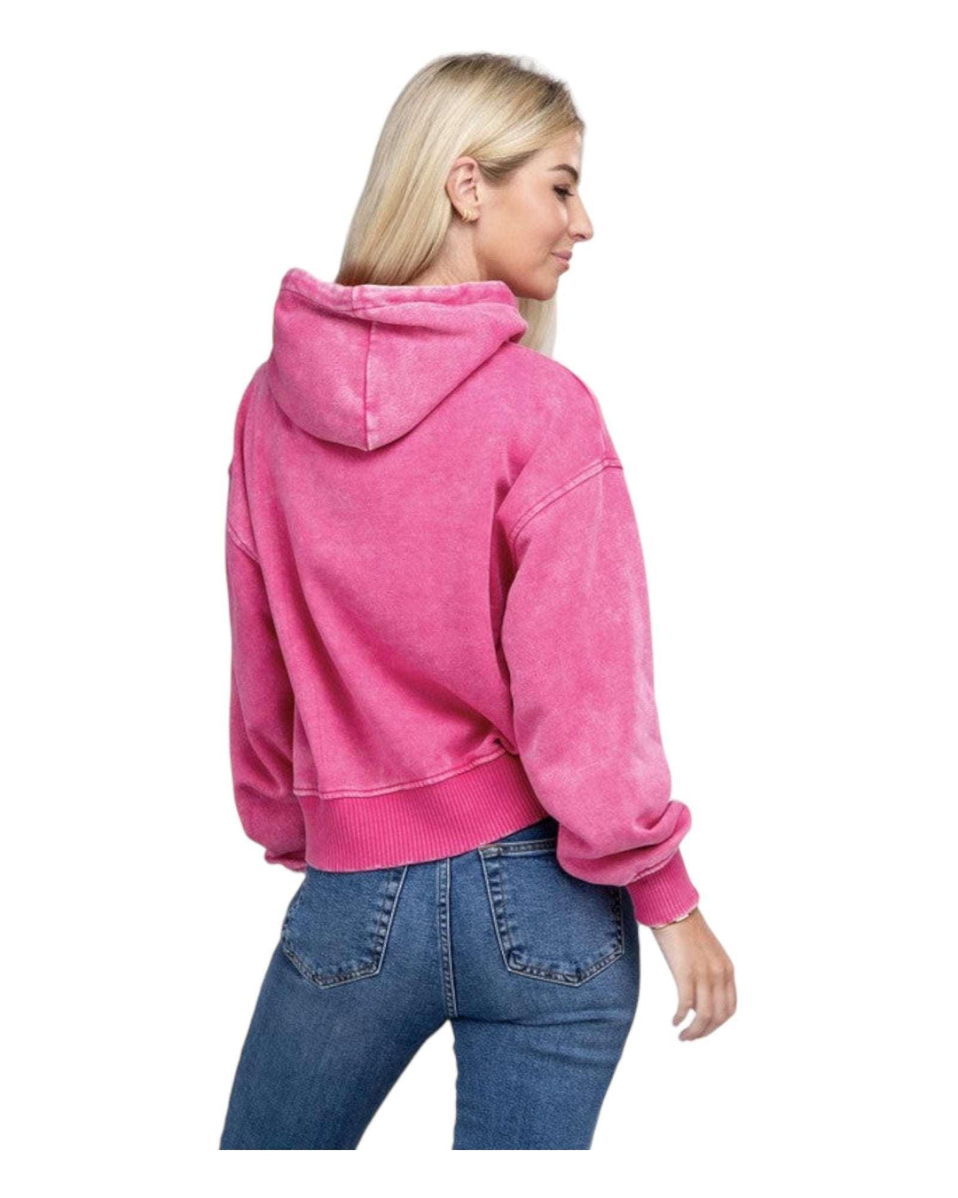 Zenana Acid Washed Cropped Hoodie Hoodies