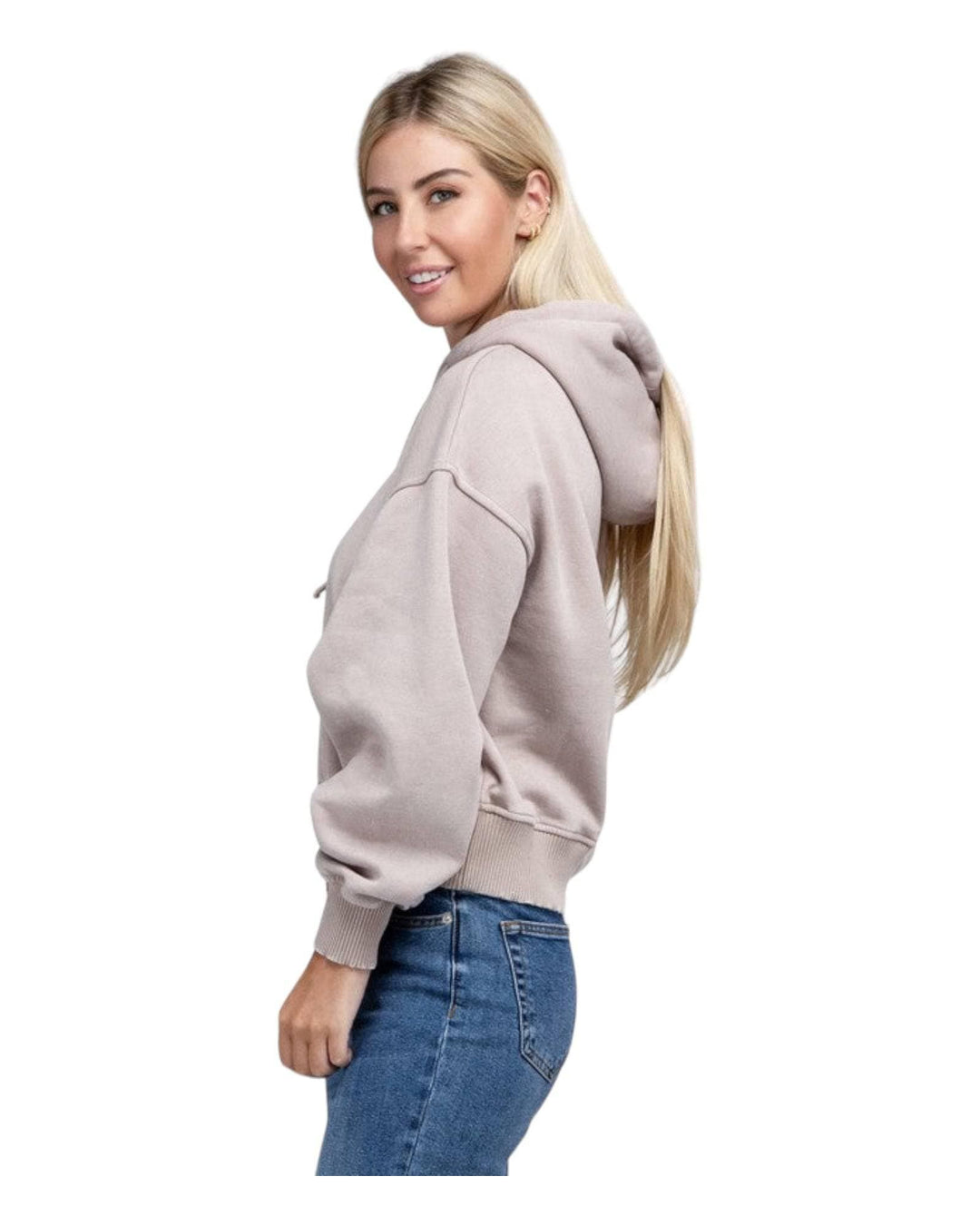 Zenana Acid Washed Cropped Hoodie Hoodies