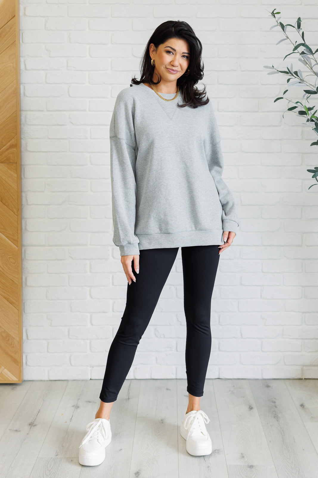 Crew Neck Relaxed Knit Pullover Tops