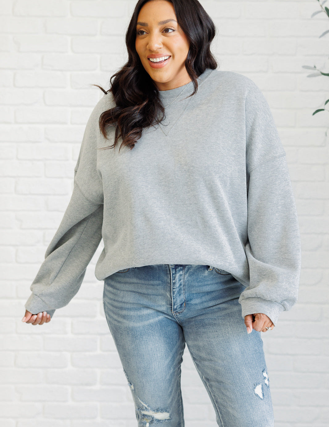 Crew Neck Relaxed Knit Pullover Tops