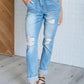 Judy Blue High Rise Patch Pocket Distressed Boyfriend Jeans Jeans