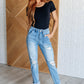 Judy Blue High Rise Patch Pocket Distressed Boyfriend Jeans Jeans