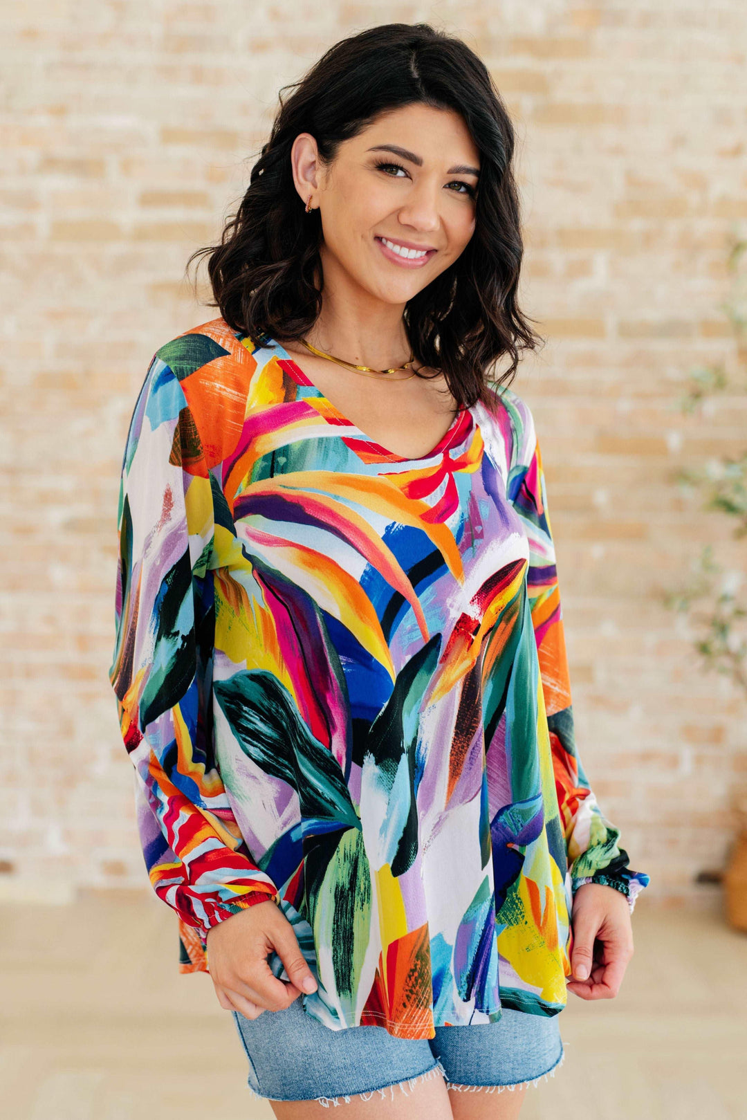 All Over The World Scoop Neck Blouse Multicolor Shirts & Tops