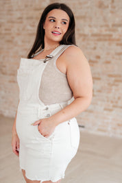 Anna High Rise Garment Dyed Cutoff Shortalls in Ecru | Shortalls Daverri Fashions