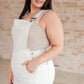Anna High Rise Garment Dyed Cutoff Shortalls in Ecru Shortalls