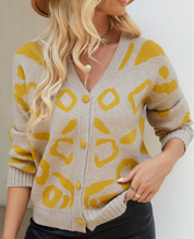 Leopard Print V-neck Long Sleeve Button Down Cardigan | Cardigans Daverri Fashions