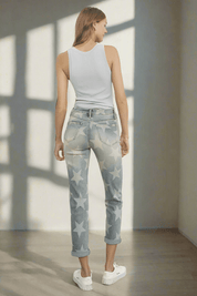 Insane Gene High Rise Star Print Cropped Girlfriend Jeans | Jeans Daverri Fashions