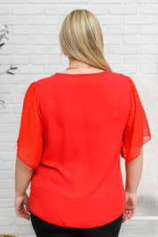 Sew in Love Red Short Sleeve Polka Dot Blouse Tops