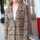 Make It Happen Spice Plaid Tailored Collar Lapel Blazer - DAVERRI FASHIONS