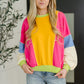 Dolman Sleeve Color Block Pullover Tops