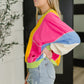 Dolman Sleeve Color Block Pullover Tops