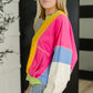 Dolman Sleeve Color Block Pullover Tops