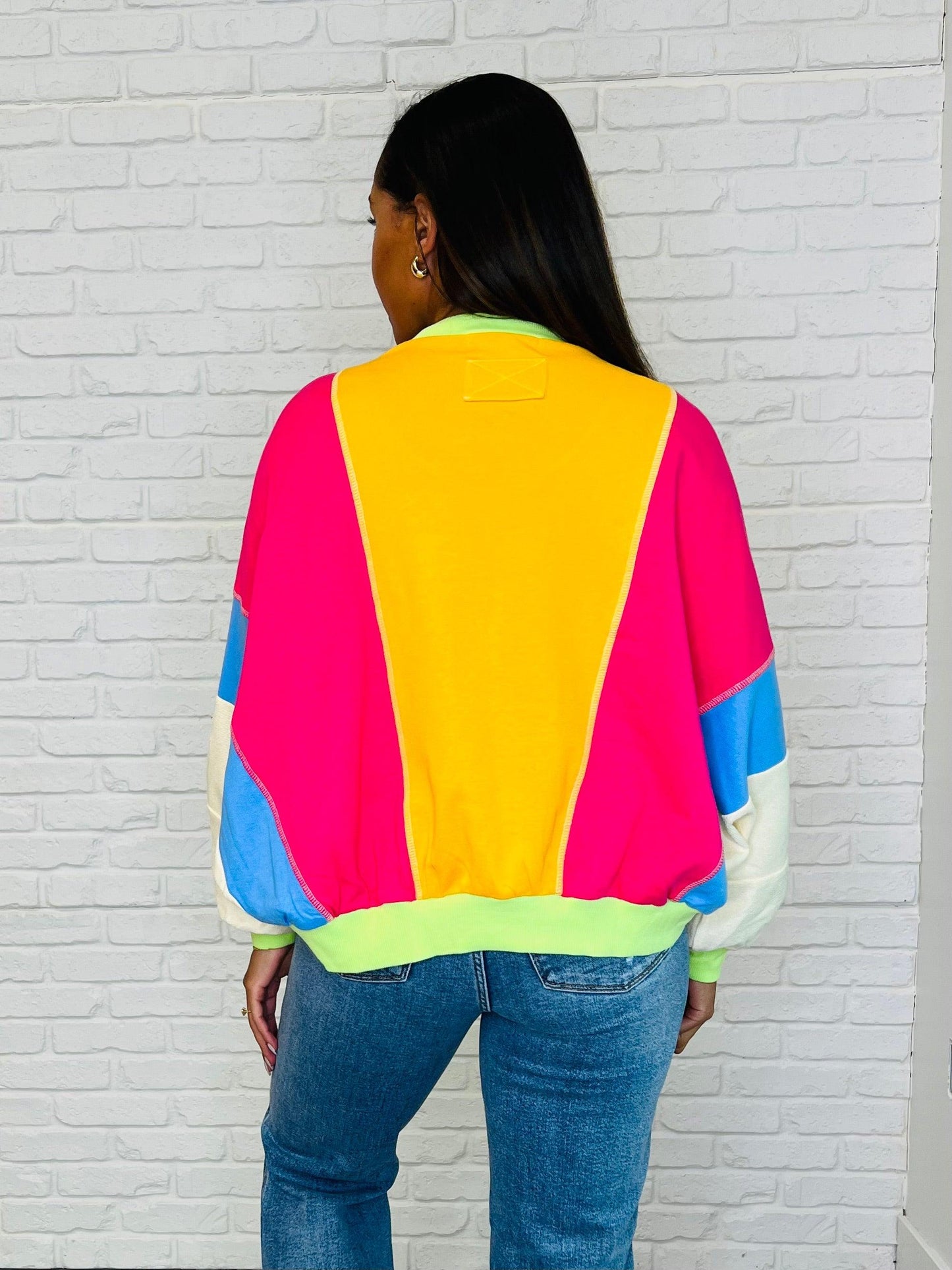 Dolman Sleeve Color Block Pullover Tops