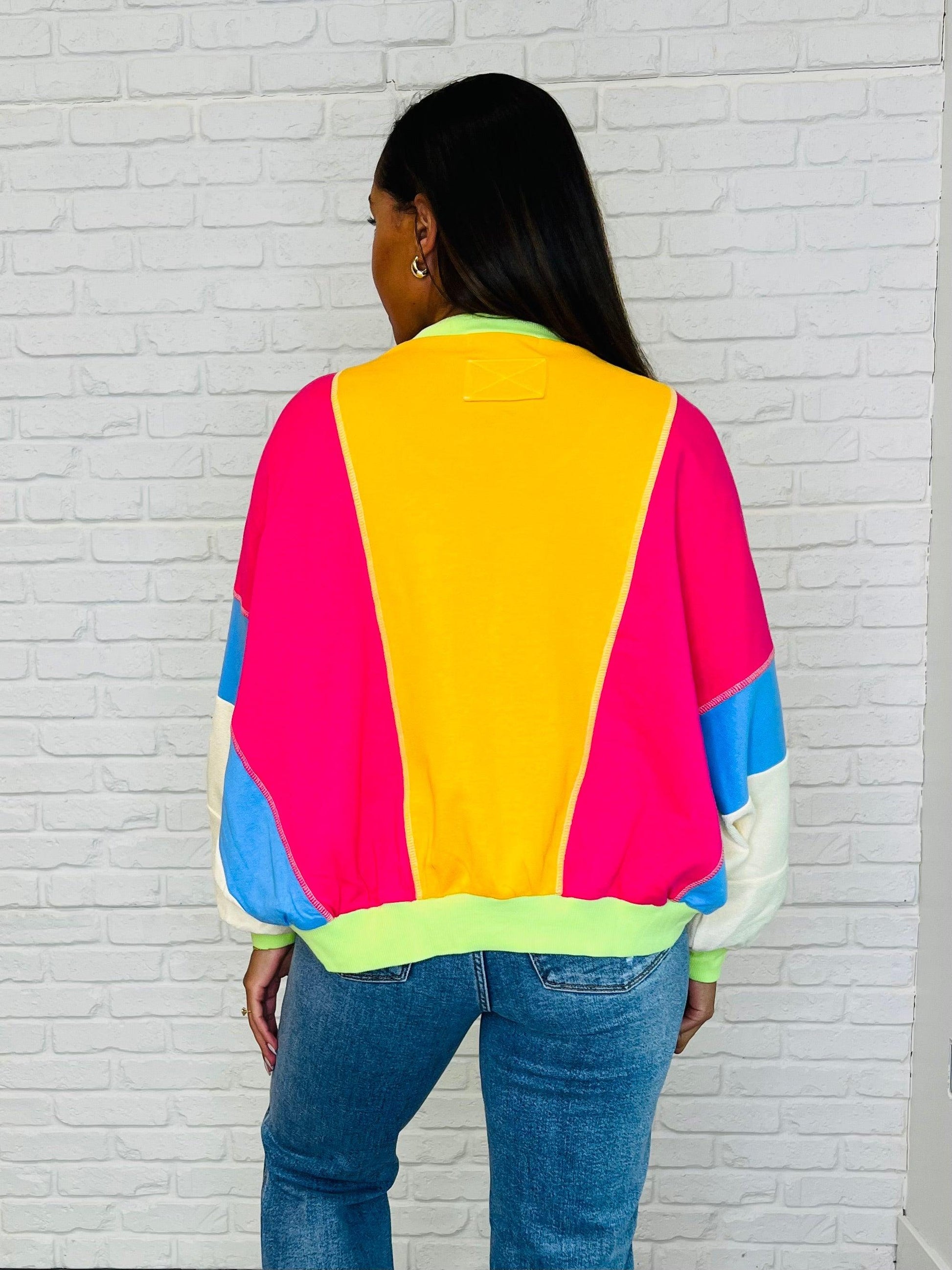 Dolman Sleeve Color Block Pullover Tops