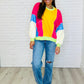 Dolman Sleeve Color Block Pullover Tops