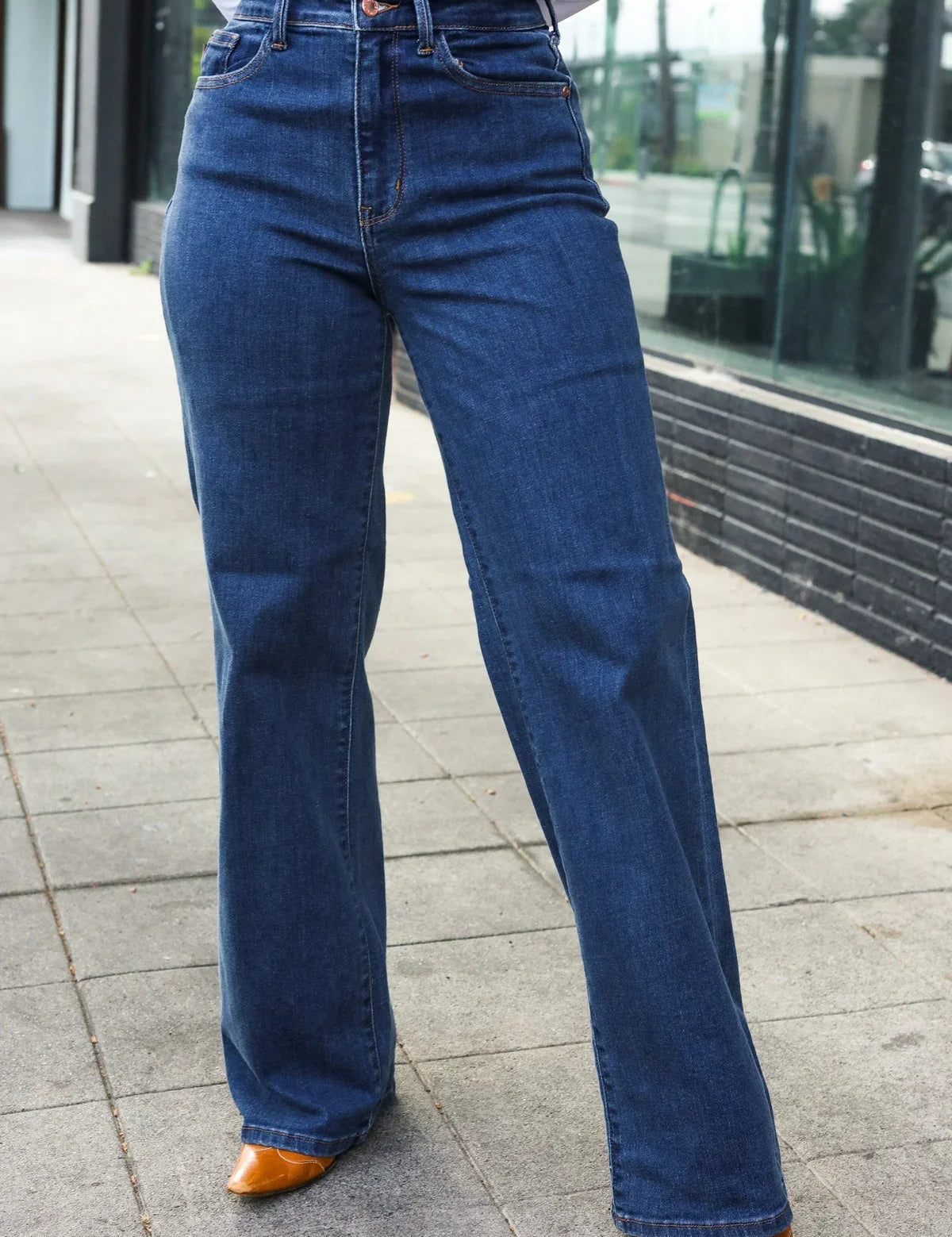 Judy Blue Medium Wash High Waist Wide Leg Jeans | Daverri Fashions
