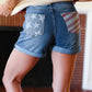 Stars & Stripes Pocket Button Down Cuffed Hem Shorts - DAVERRI FASHIONS