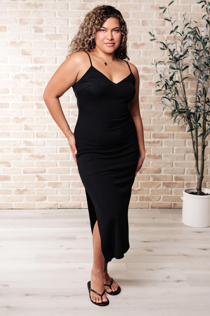 Bridgette Ribbed Bodycon Dress in Black Dresses