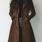 Daverri Fashions Brown Button Up Long Sleeve Coat - DAVERRI FASHIONS