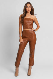 Le Lis Vegan Leather Straight Pants Bottoms