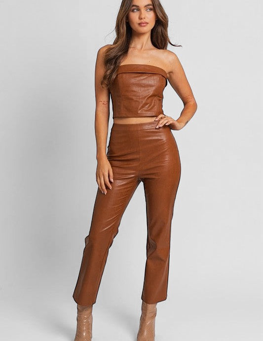 Le Lis Vegan Leather Straight Pants Bottoms