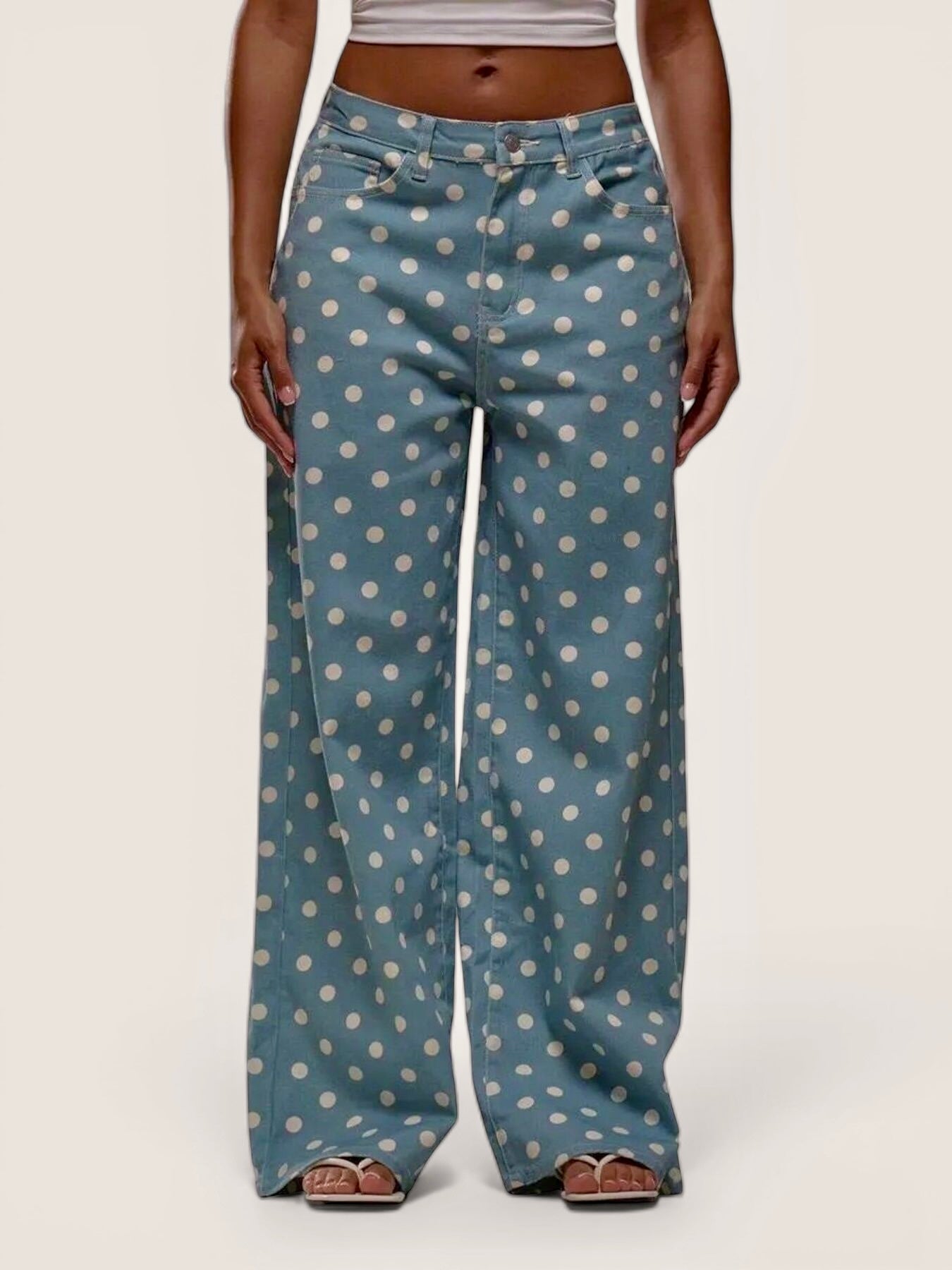 Daverri Polka Dot Wide Leg Jeans