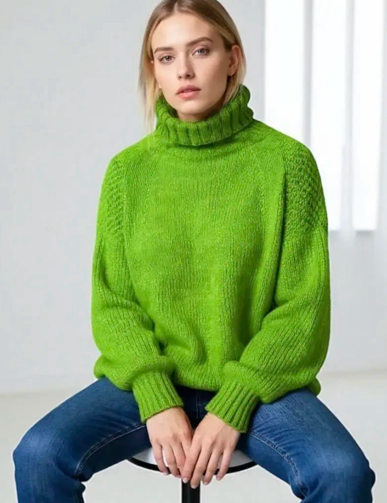 Loose Fit Mock Turtleneck Sweater | Sweaters Daverri Fashions
