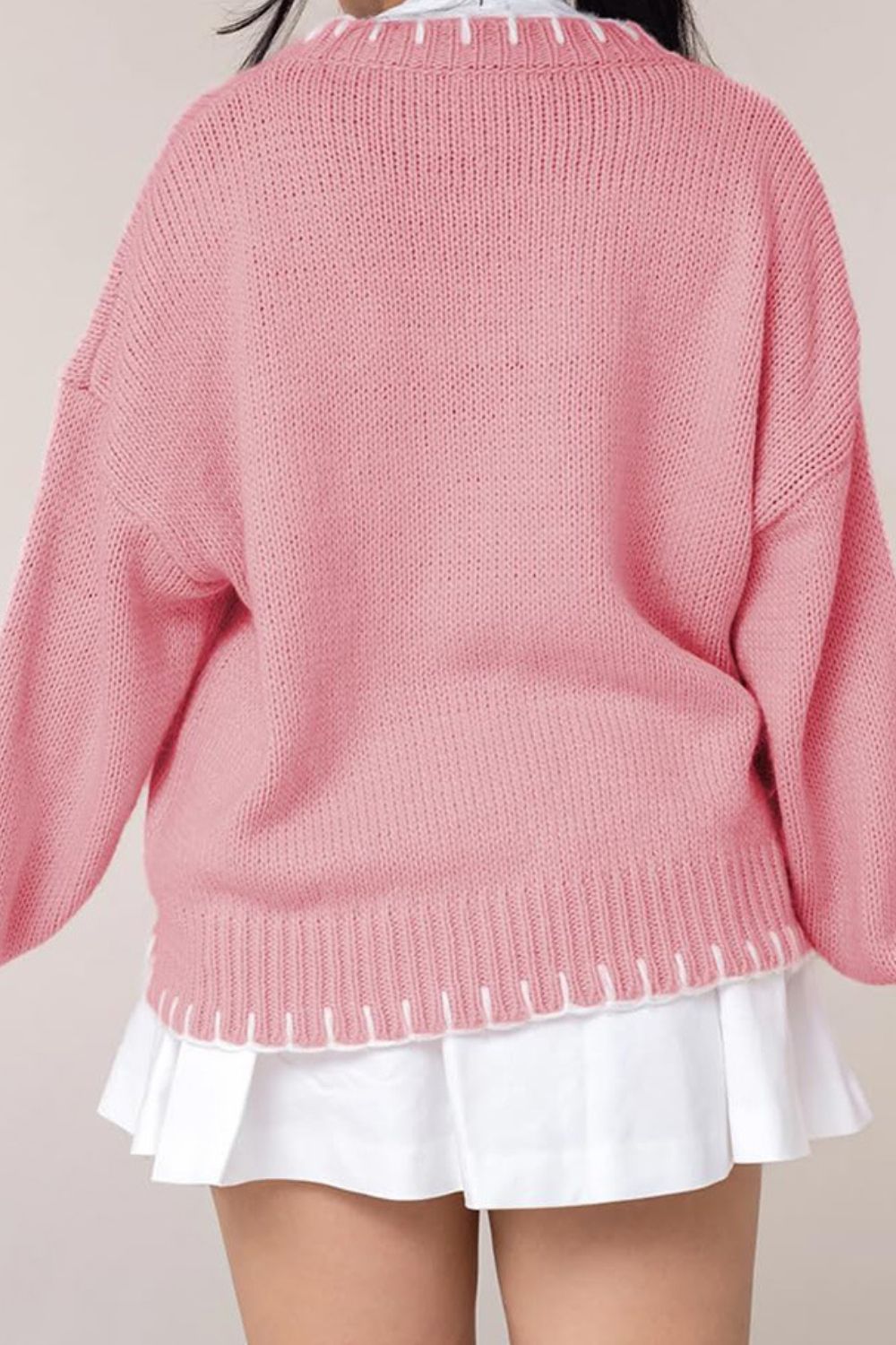 Bow Graphic Round Neck Long Sleeve Sweater | Sweaters Daverri Fashions