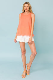 Babydoll Pleated Sleeveless Top | Tops Daverri Fashions
