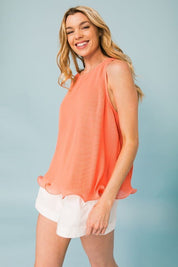 Babydoll Pleated Sleeveless Top | Tops Daverri Fashions