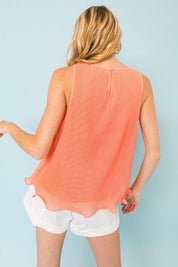 Babydoll Pleated Sleeveless Top | Tops Daverri Fashions
