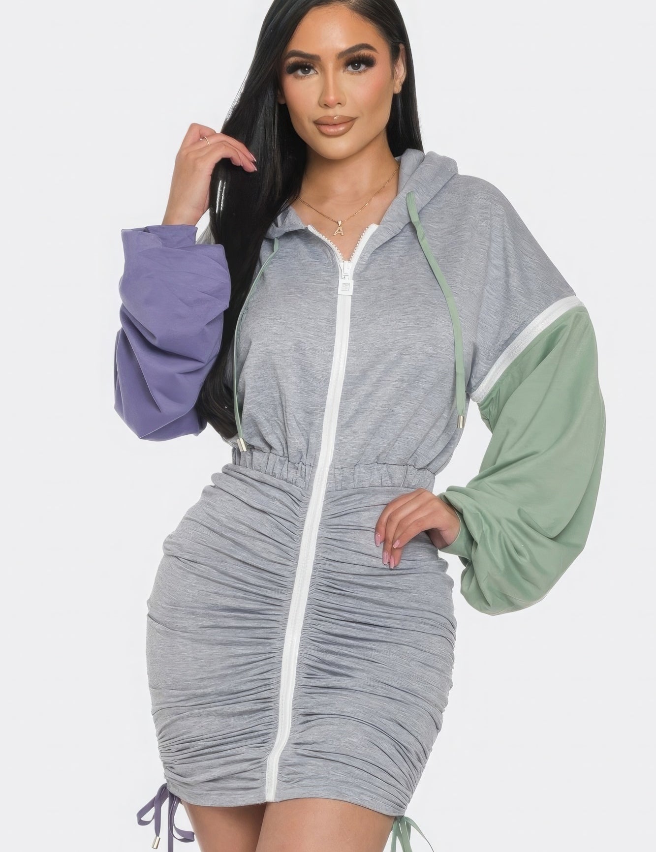 L Detachable Zipper Mini Dress | Mini Dresses Daverri Fashions