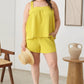 Plus Size Textured Top Elastic Waist Short Sets Short Sets