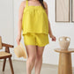 Plus Size Textured Top Elastic Waist Short Sets Short Sets