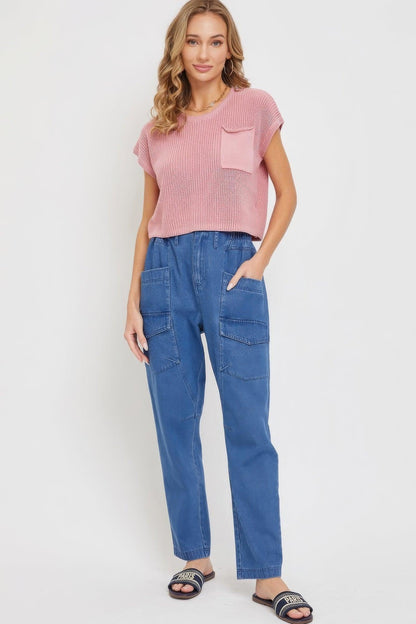 Denim Jogger Cargo Pants - DAVERRI FASHIONS