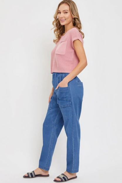 Denim Jogger Cargo Pants - DAVERRI FASHIONS