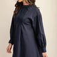 Gigio USA Lace Detail Long Sleeve Mini Dress Navy - DAVERRI FASHIONS