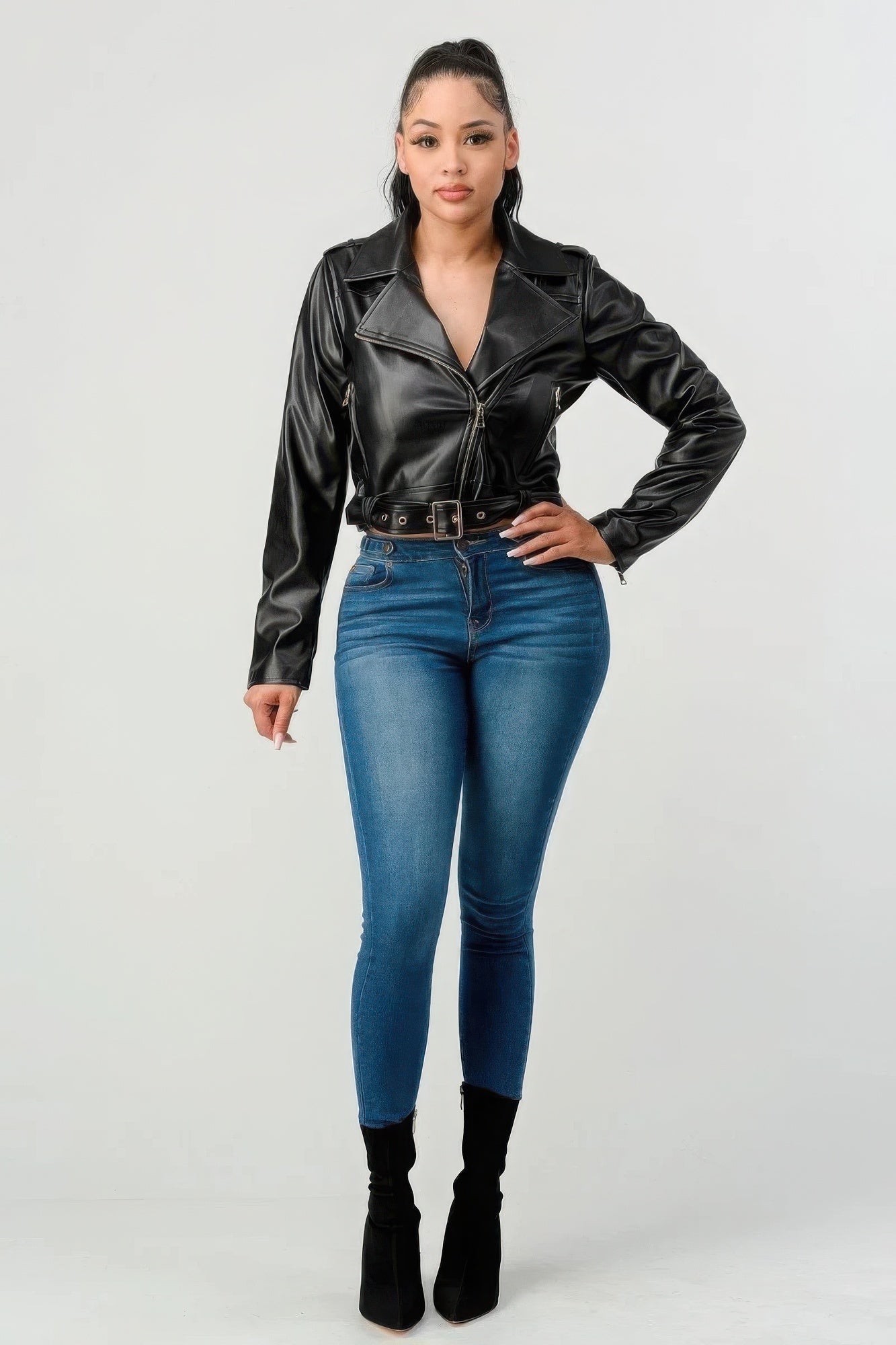 Faux Leather Moto Jacket Jackets