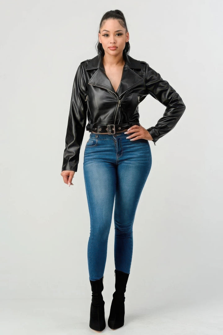Faux Leather Moto Jacket Jackets